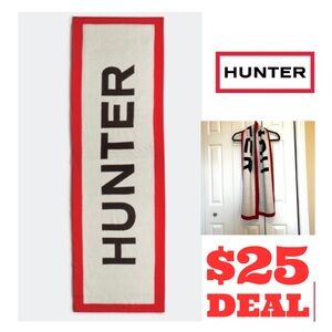 Hunter Unisex Classic Logo Knit Scarf 70”x11” Red/White/Black